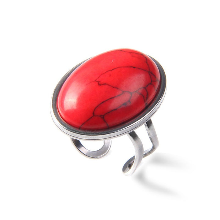 Vintage Natural Gemstone Open Ring