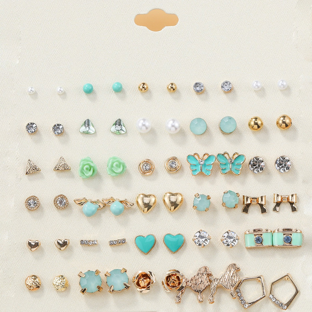 30-Piece Stud Earring Set Mix & Match Stars, Flowers & Pearls