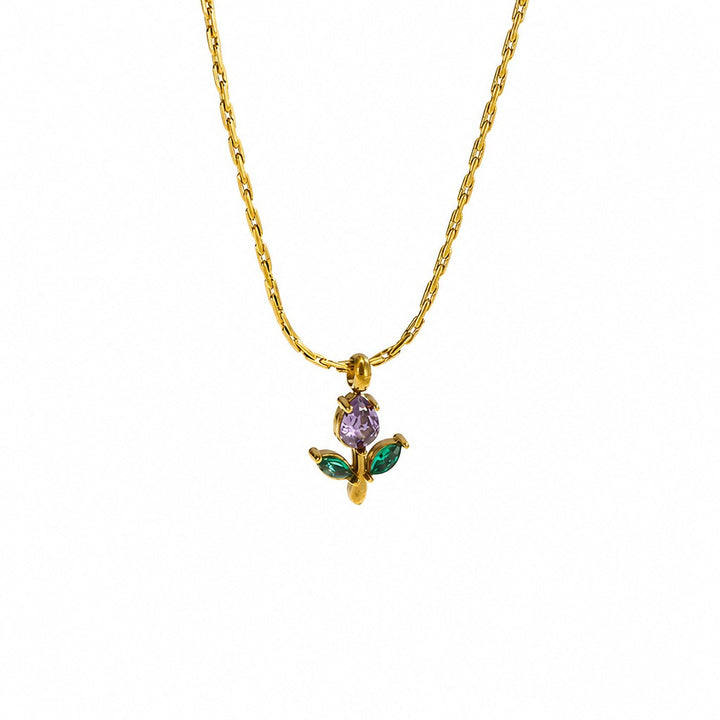 Blooming Grace 14K Gold Plated Tulip Flower Pendant Necklace
