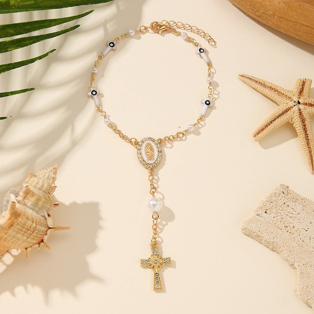 Vintage Faith & Pearl Beaded Bracelet