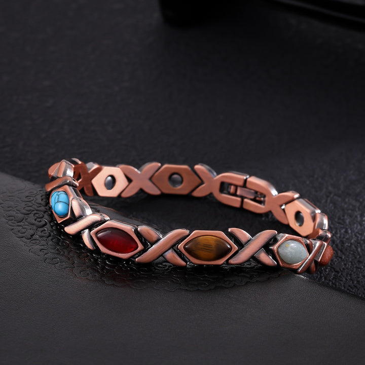 100% Pure Copper Magnetic Bracelet with Natural Turquoise