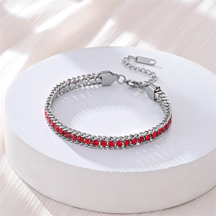 S925 Sterling Silver Two-Row Cuban Link CZ Tennis Bracelet