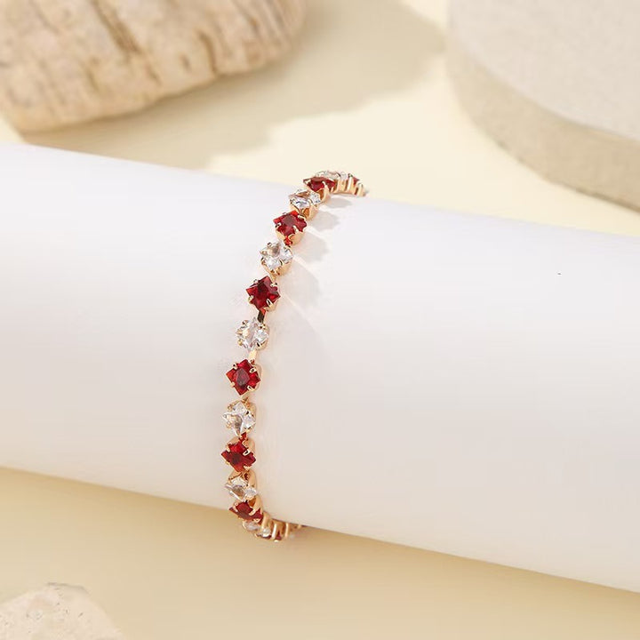 S925 Silver 14K Gold Plated Four-Point Star Cut Gemstone Bracelet
