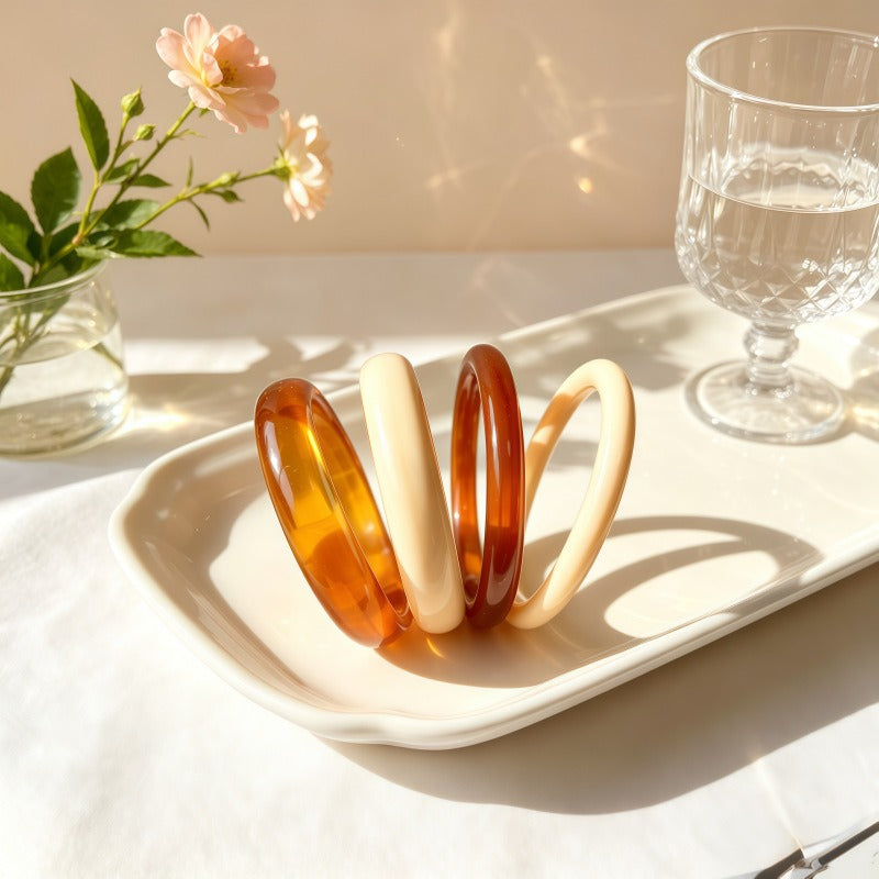 High-Gloss Jelly Bangle 4-Piece Stacking Set