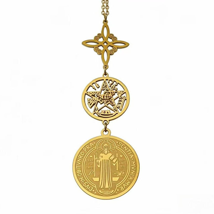 「Triple Shield」Pentacle & St. Benedict Protection Necklace