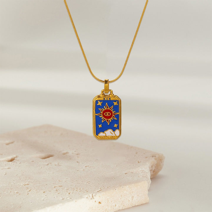 Tarot Promise 14K Gold Plated Micro-Pavé Enamel Tarot Card Necklace