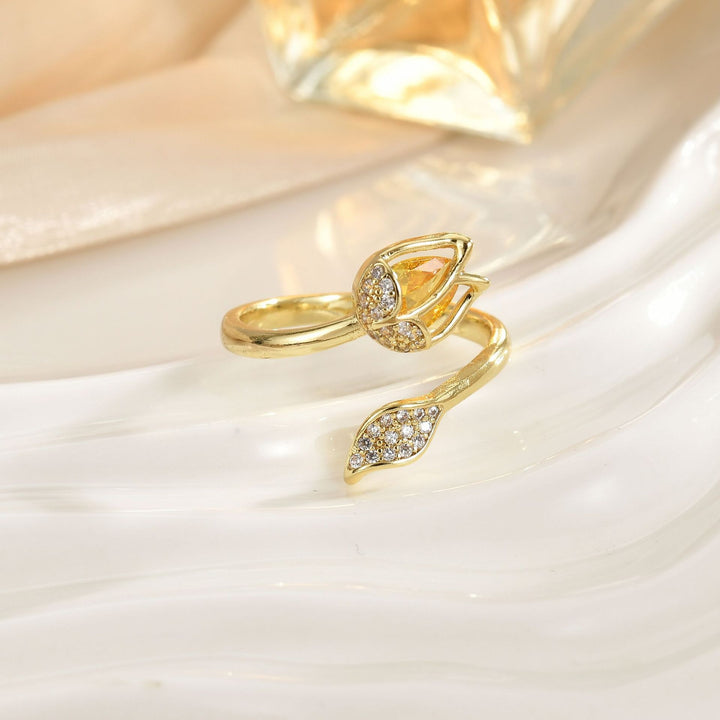 Spring Tulip 18K Gold Adjustable Open Ring