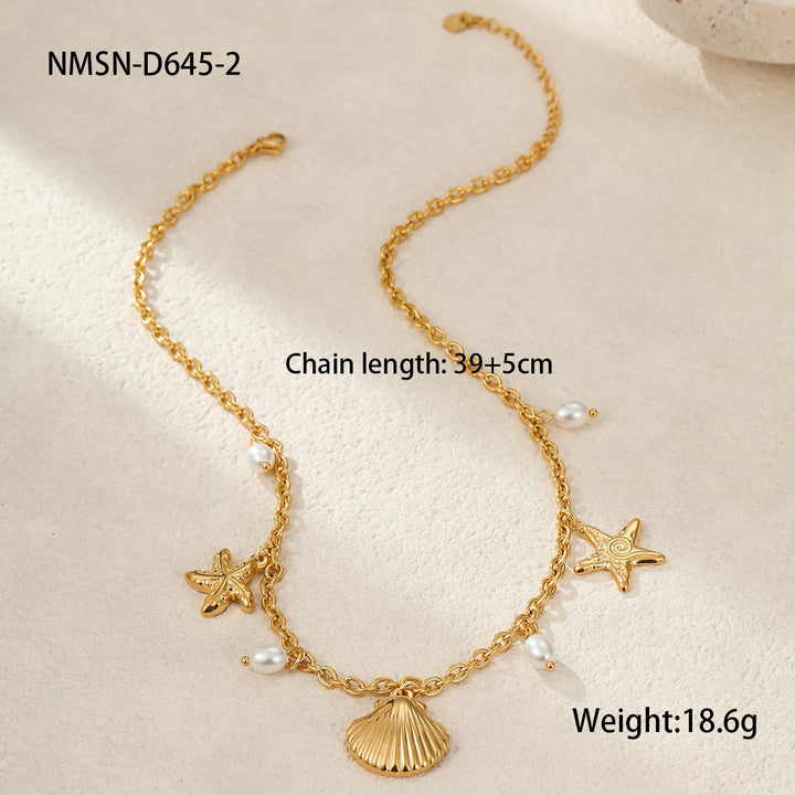 Summer Coastal Dream 18K Gold Ocean-Themed Charm Necklace