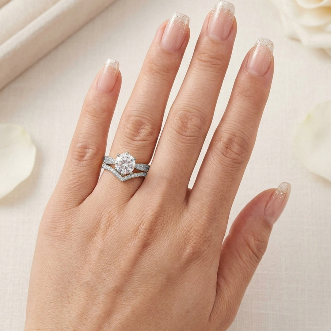 Eternal Starlight · 6-Prong Solitaire Pavé Ring Stacking Set