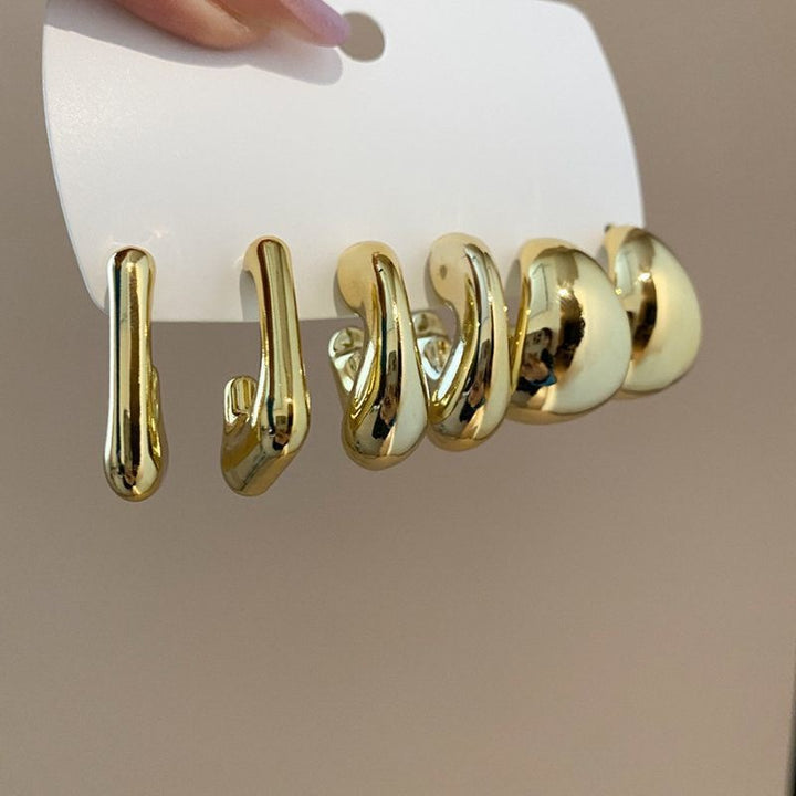Minimalist 3-Pair Textured Acrylic Hoop Earrings Set Smooth, Hammered & Ribbed Chunky Hoops