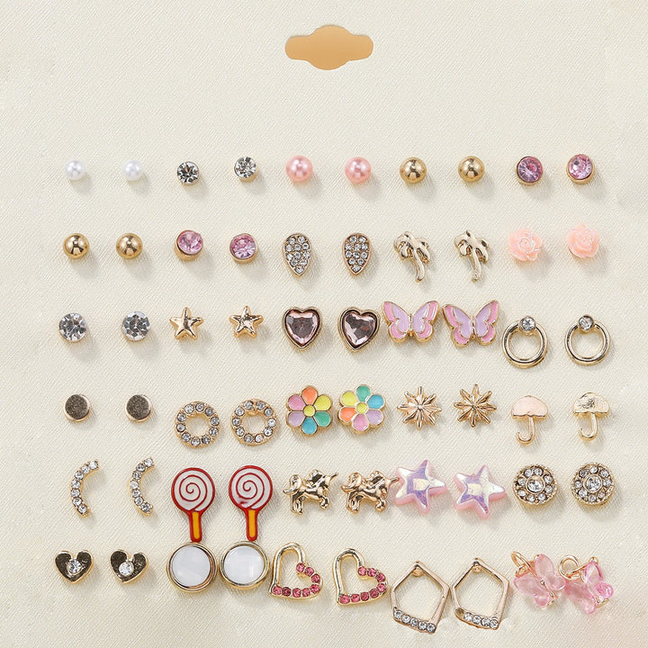 30-Piece Stud Earring Set Mix & Match Stars, Flowers & Pearls