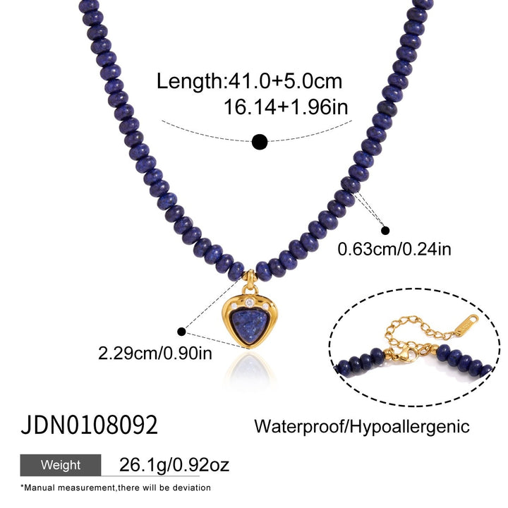 18K Gold Natural Gemstone Beaded Necklace Boho Minimalist Pendant