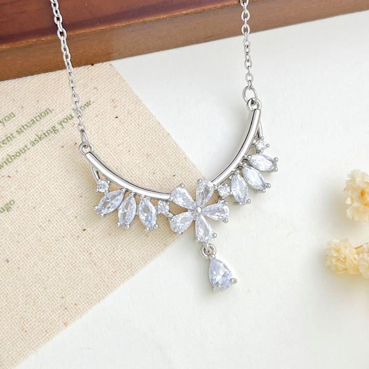 French Romance · Vintage Floral Vine Marquise & Teardrop Pavé Necklace