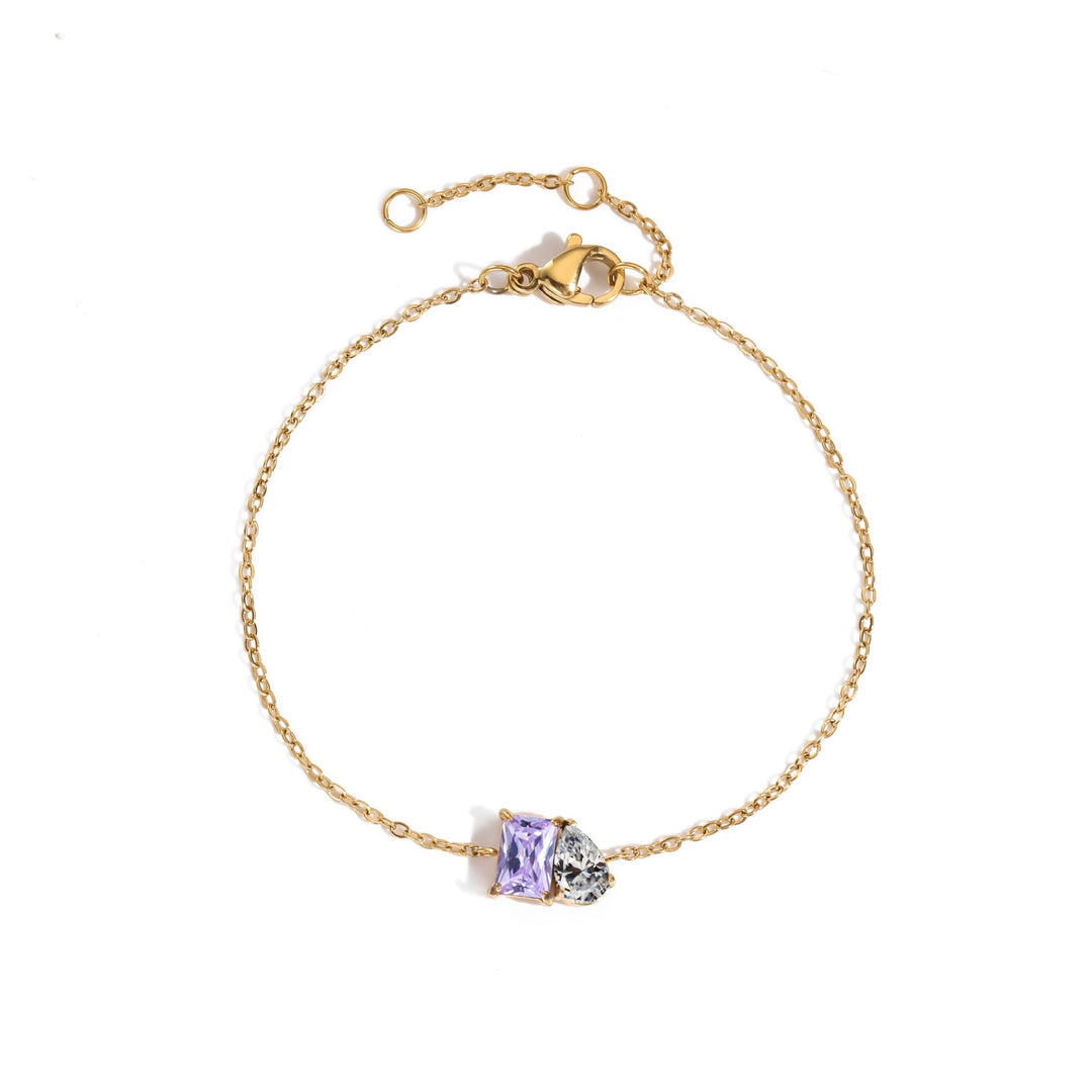 18K Gold Toi et Moi Birthstone Bracelet