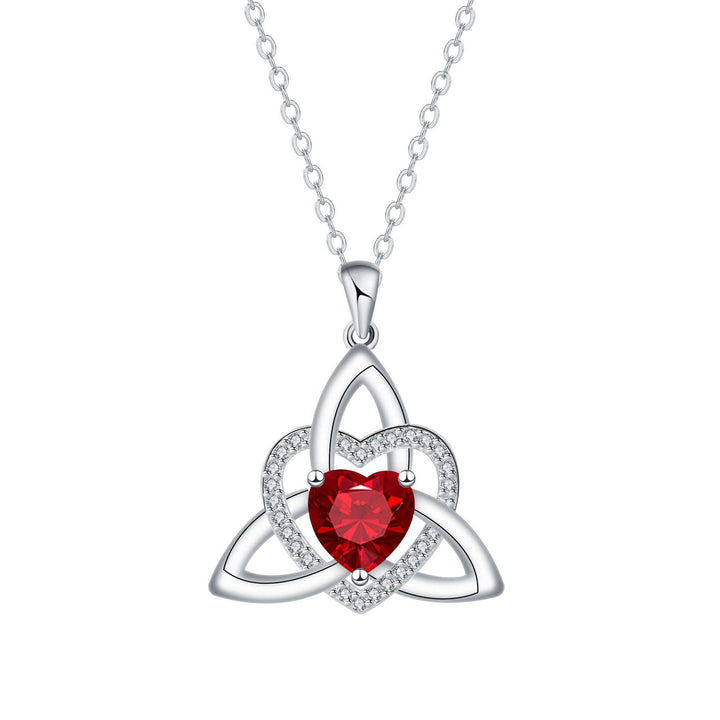 Eternal Bond S925 Sterling Silver Celtic Triquetra Birthstone Necklace