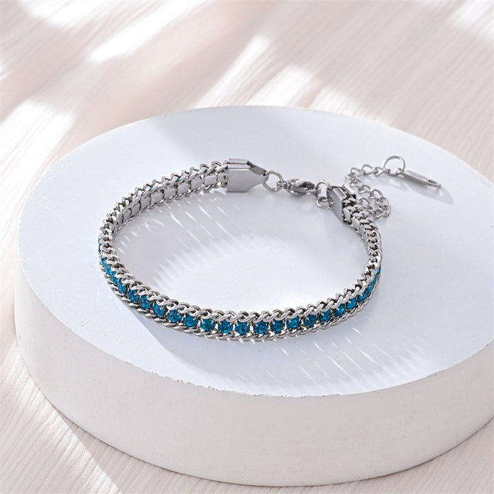 S925 Sterling Silver Two-Row Cuban Link CZ Tennis Bracelet