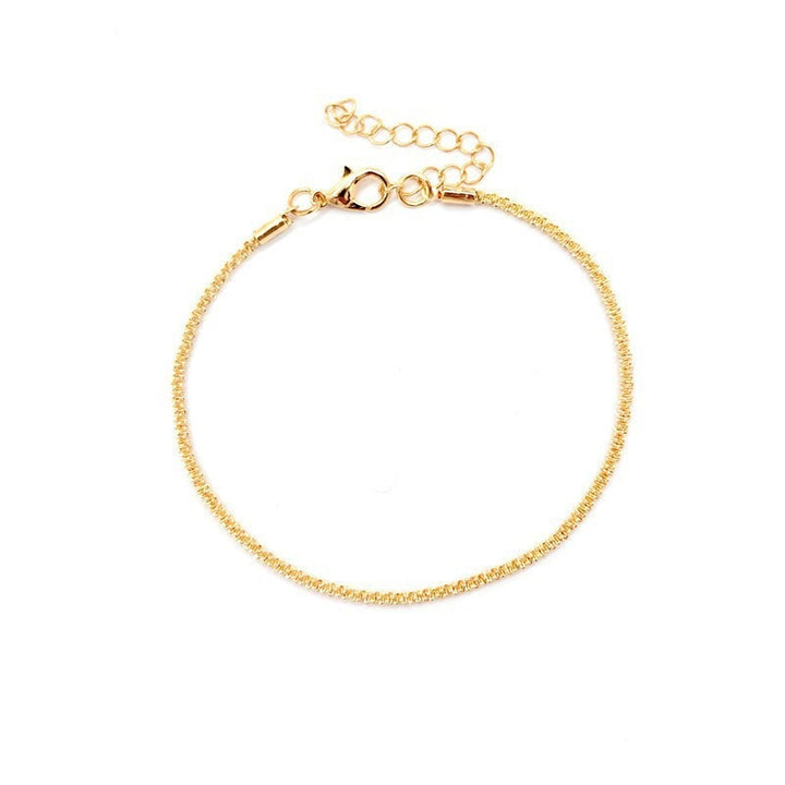 Stellar Glow S925 Silver Diamond Cut Stackable Gold Silver Two-Tone Anklet