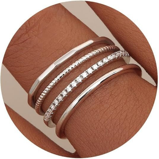 Minimalist Harmony S925 Silver Thin Band Stackable Ring Set