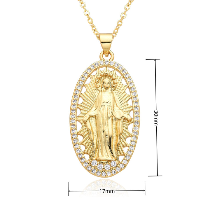 18K Gold Plated Vintage Religious Medal Necklace