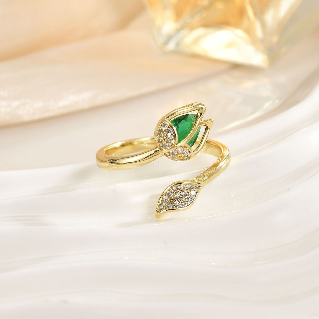 Spring Tulip 18K Gold Adjustable Open Ring