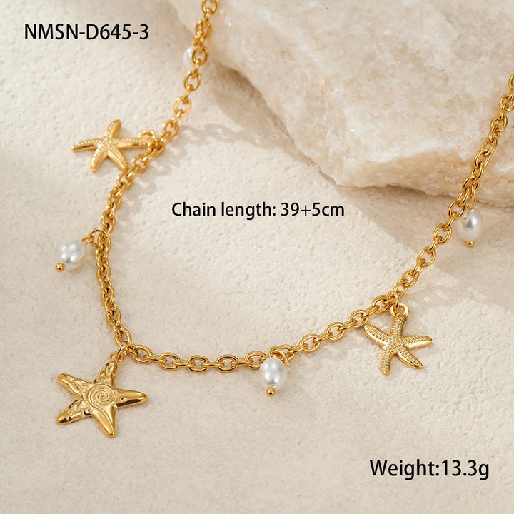 Summer Coastal Dream 18K Gold Ocean-Themed Charm Necklace