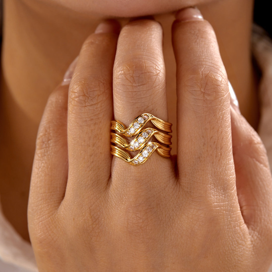 Flowing Ribbon Multi-Band Ring