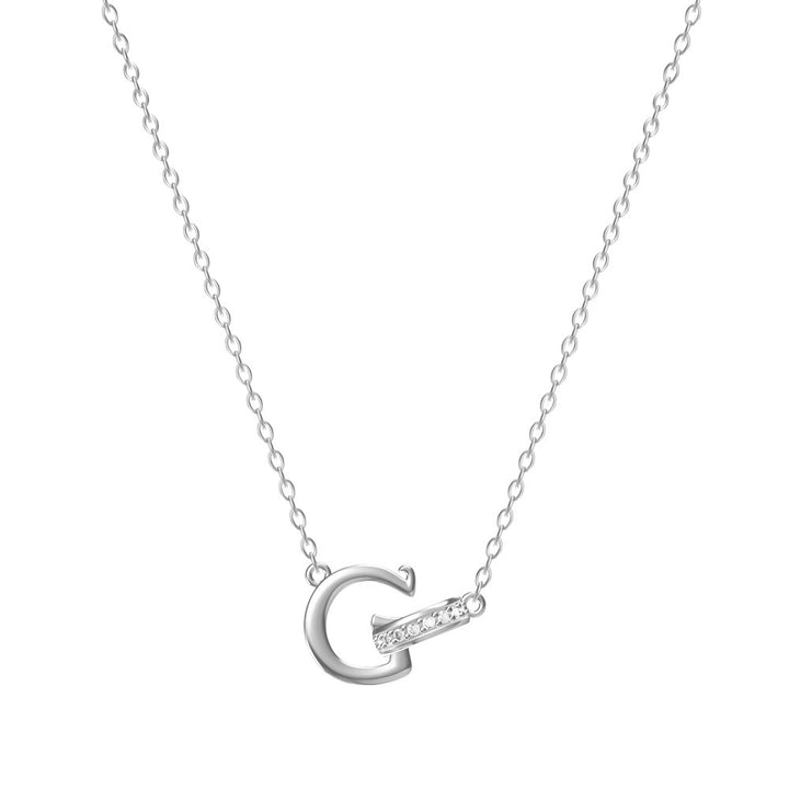 S925 Sterling Silver Micro-Pavé Ring Initial Necklace