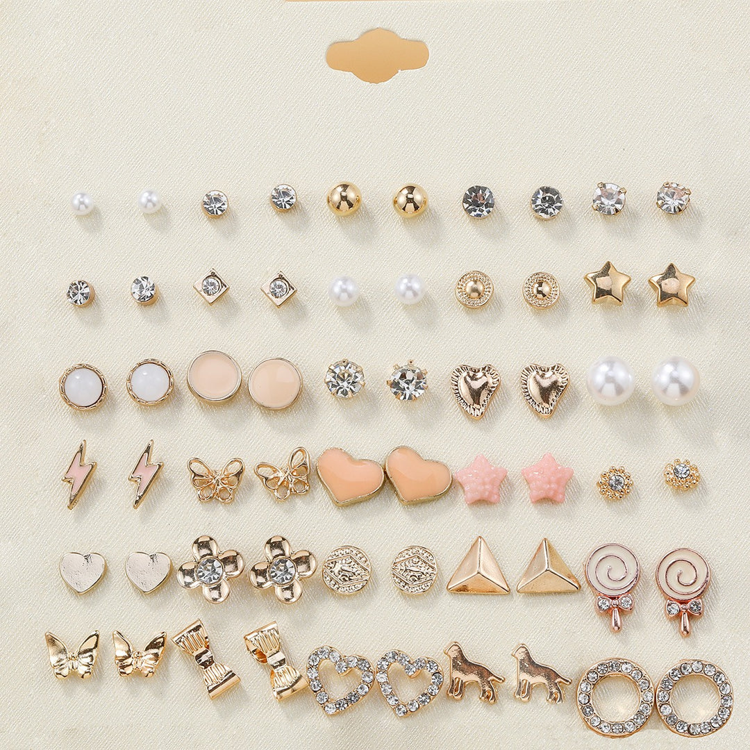 30-Piece Stud Earring Set Mix & Match Stars, Flowers & Pearls
