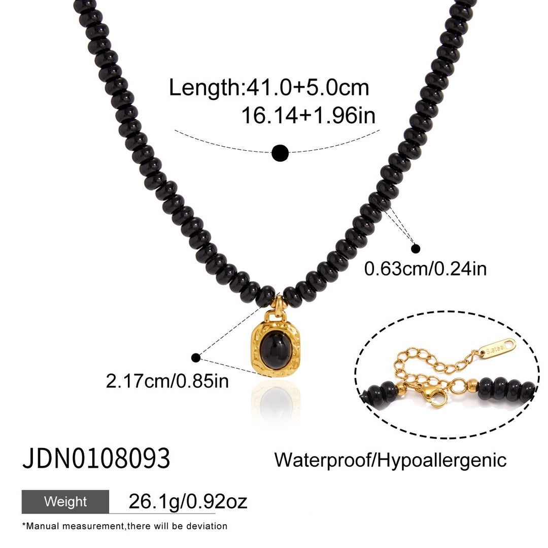 18K Gold Natural Gemstone Beaded Necklace Boho Minimalist Pendant