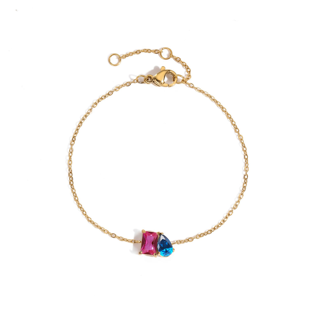 18K Gold Toi et Moi Birthstone Bracelet