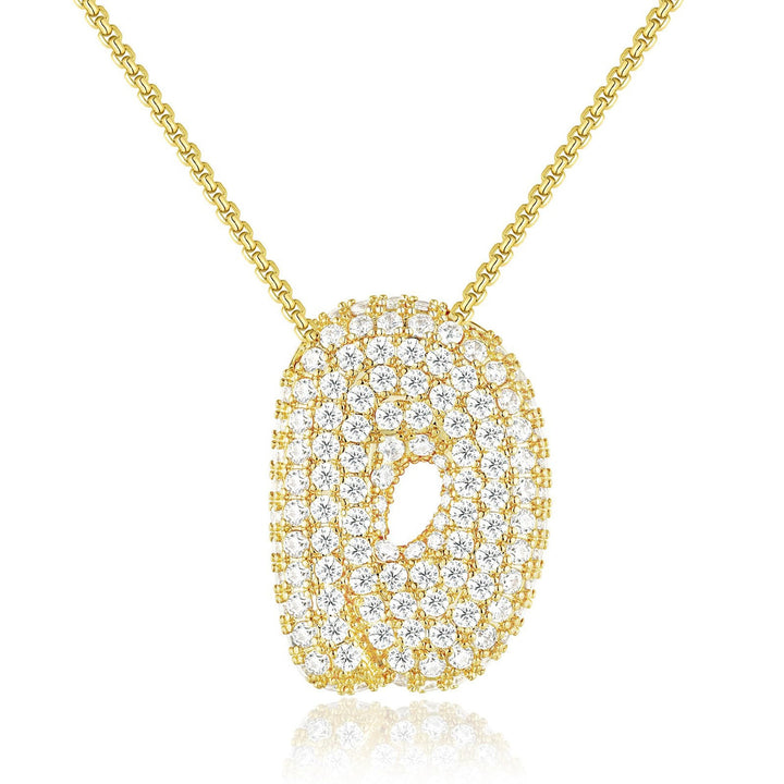Bubble Pop Puffy 3D Micro-Pavé Crystal Letter Necklace