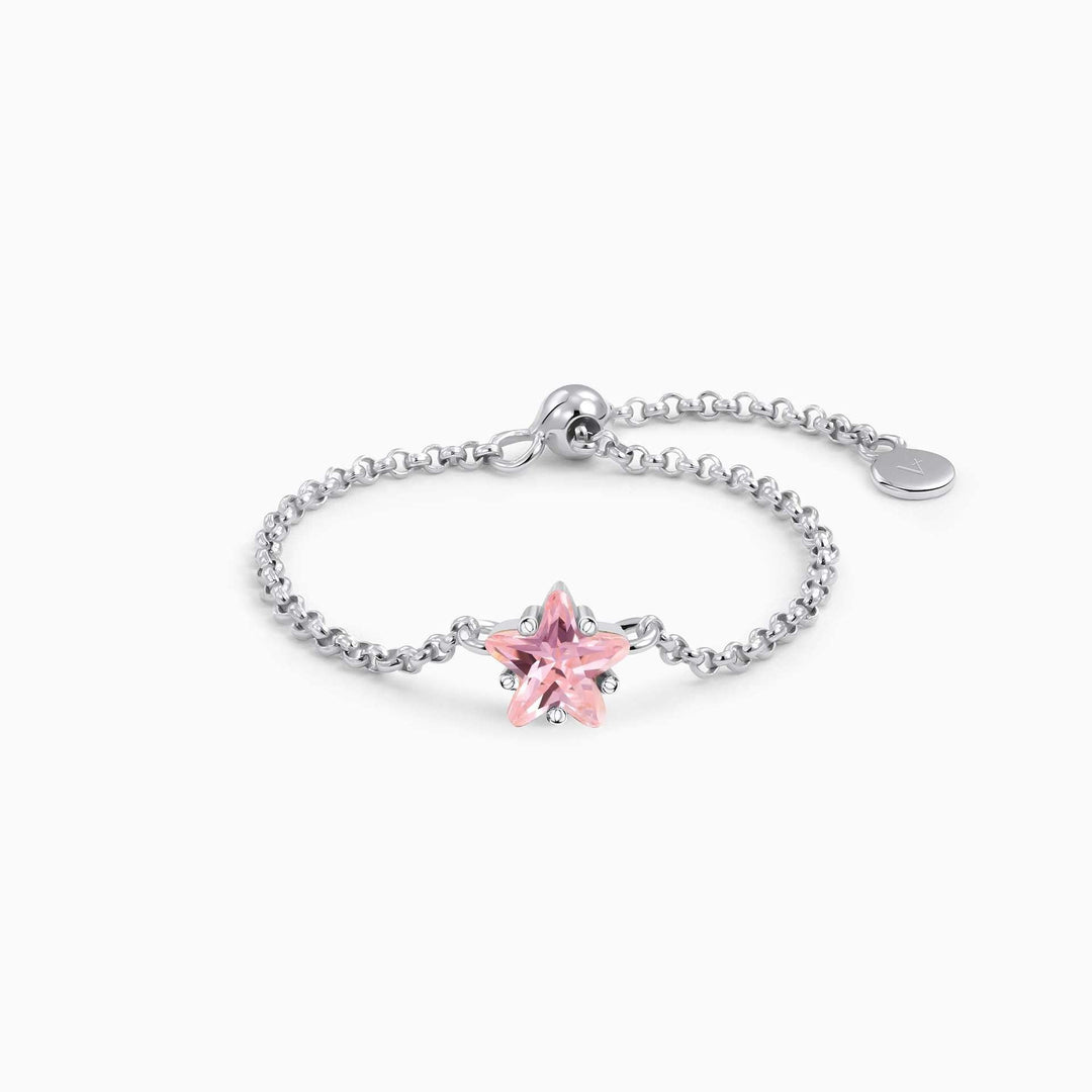 S925 Silver Star CZ Chain Link Adjustable Ring