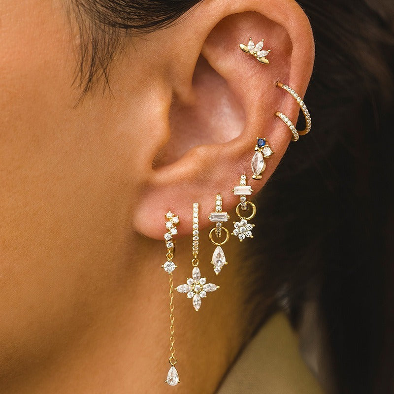 18K Gold Earring Set Celestial, Butterfly Western Charms