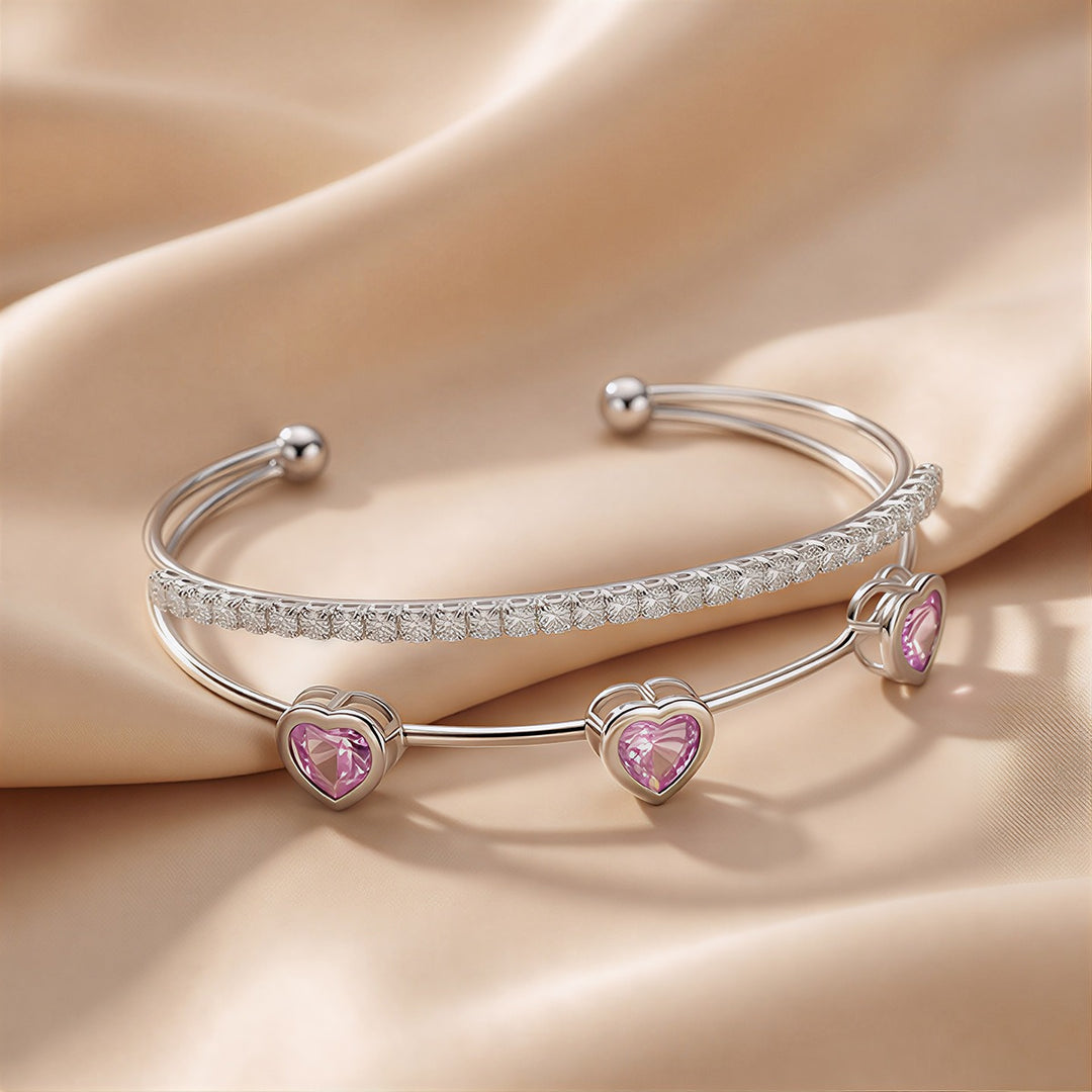S925 Sterling Silver 3D Floral Cuff Bracelet