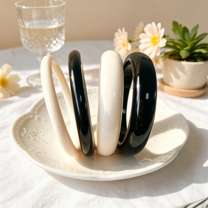 High-Gloss Jelly Bangle 4-Piece Stacking Set