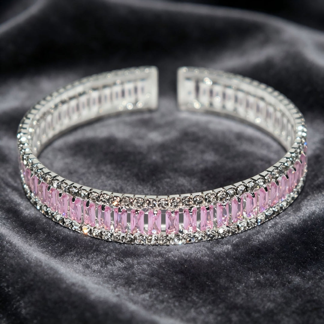 Starlight Rhythm Geometric Pavé Open Cuff Bracelet