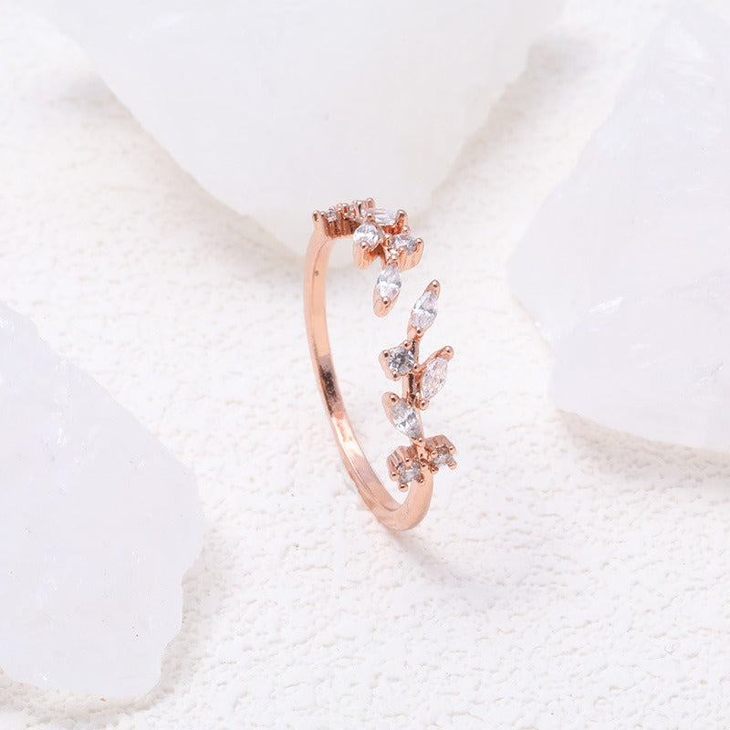Ear of Wheat S925 Silver 14K Gold Plated Geometric Open Ring