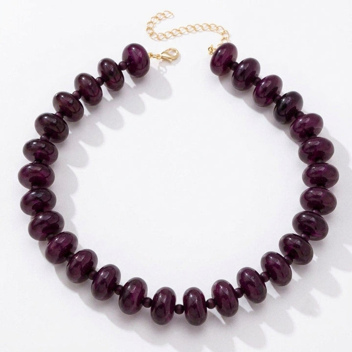 Retro Glossy Marble-Texture Chunky Bead Necklace