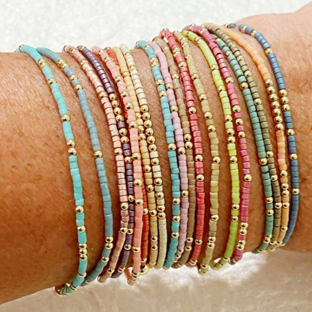 Stacked & Chic 8-Piece Gold Beaded Layering Bracelet Set