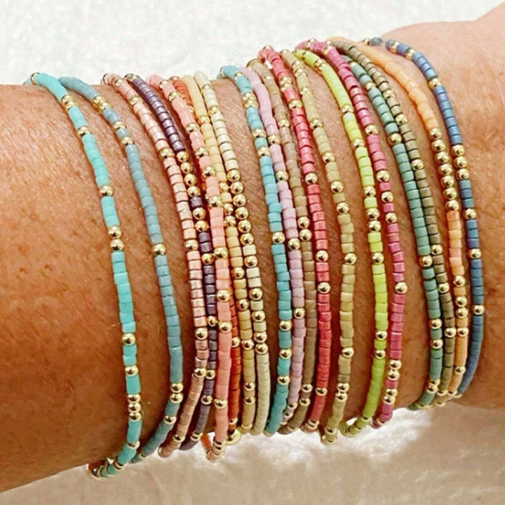 Stacked & Chic 8-Piece Gold Beaded Layering Bracelet Set