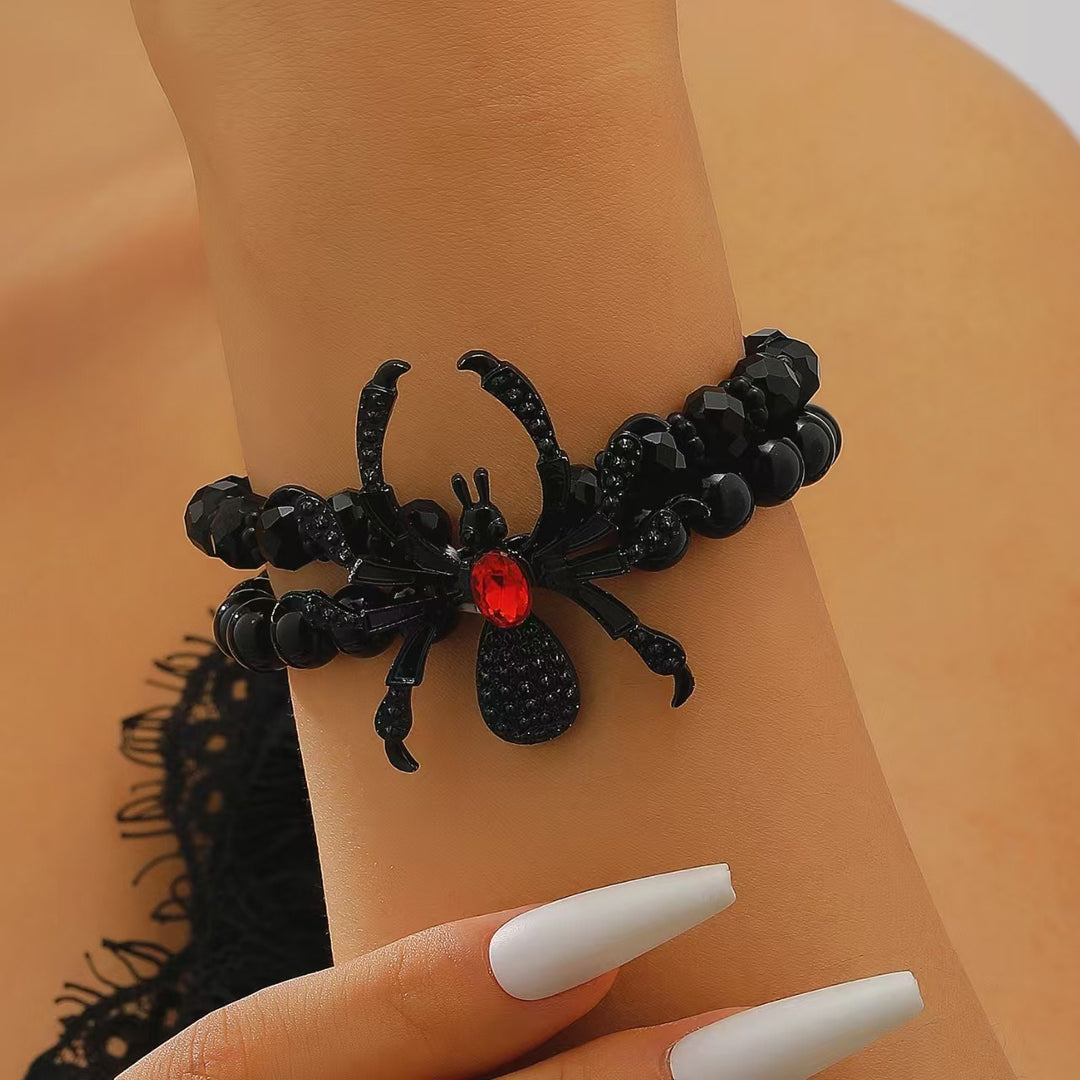 Halloween Dark Queen · Gothic Pavé Spider Beaded Jewelry Set