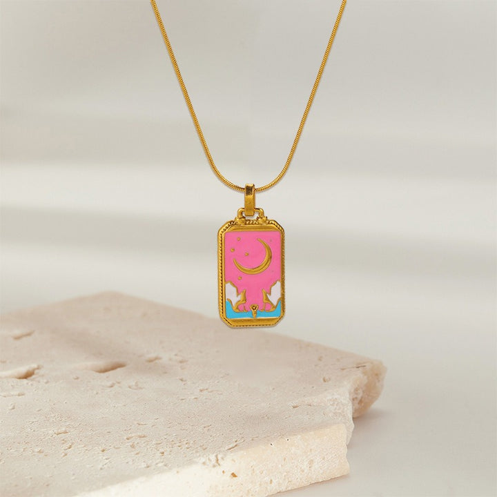 Tarot Promise 14K Gold Plated Micro-Pavé Enamel Tarot Card Necklace