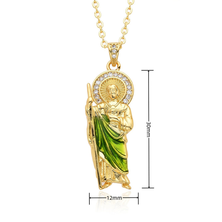 18K Gold Plated Vintage Religious Medal Necklace