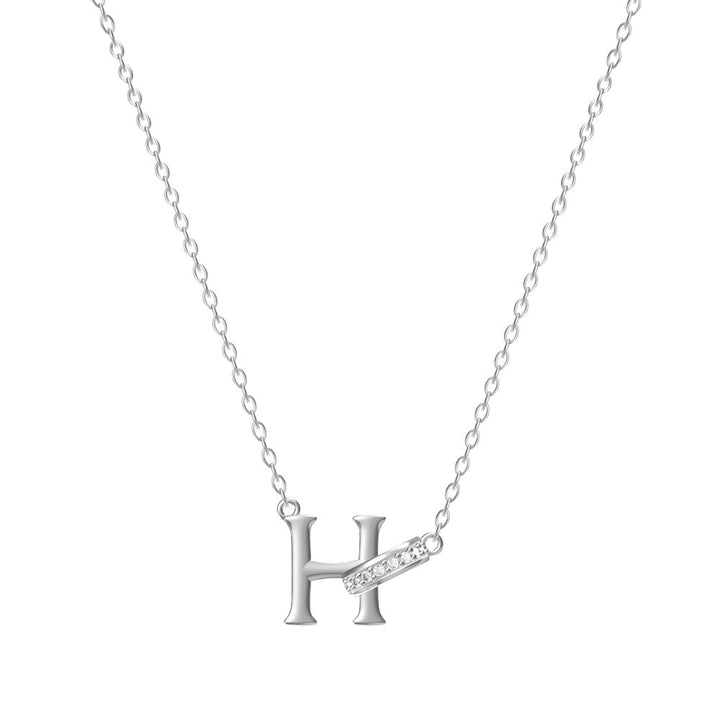 S925 Sterling Silver Micro-Pavé Ring Initial Necklace