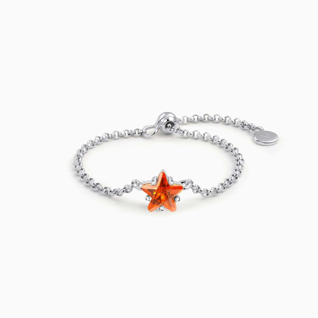 S925 Silver Star CZ Chain Link Adjustable Ring