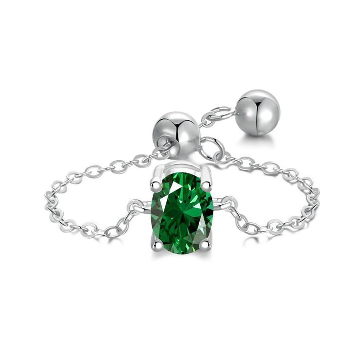 S925 Silver Adjustable Chain Ring | Teardrop, Emerald & Oval CZ