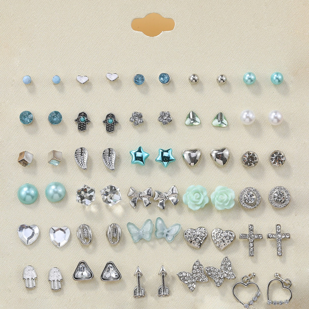30-Piece Stud Earring Set Mix & Match Stars, Flowers & Pearls