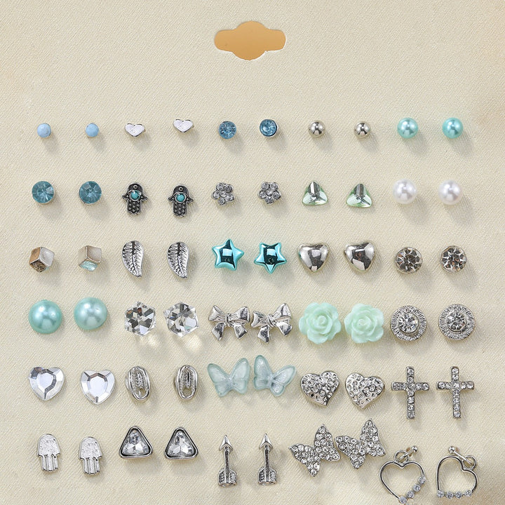 30-Piece Stud Earring Set Mix & Match Stars, Flowers & Pearls