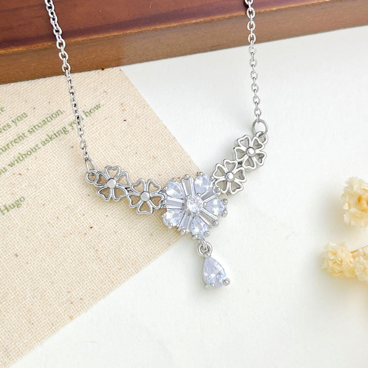 French Romance · Vintage Floral Vine Marquise & Teardrop Pavé Necklace