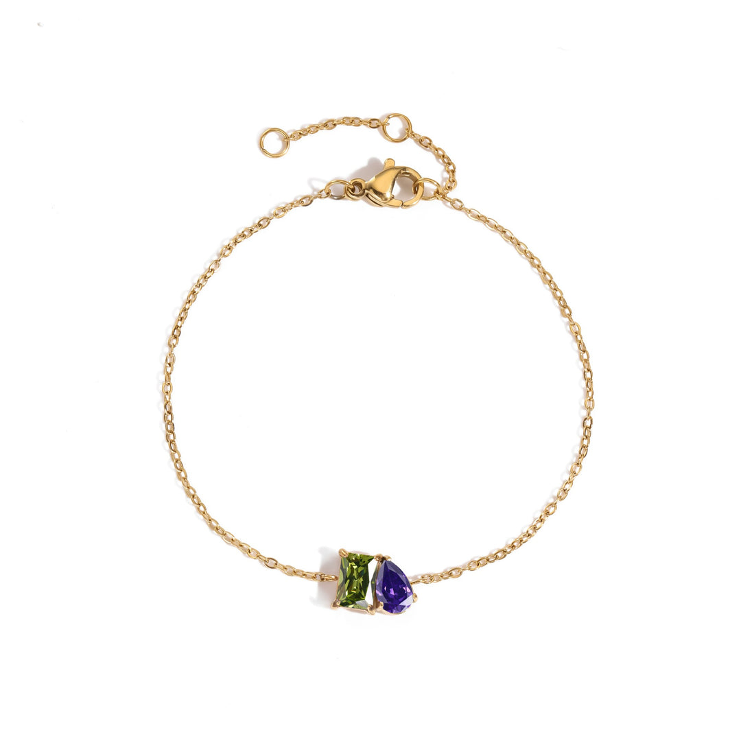 18K Gold Toi et Moi Birthstone Bracelet